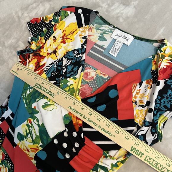 Joseph Ribkoff Dress Womens 10 Mixed Print Patchwork Floral Artsy Boho Colorful - Picture 7 of 9